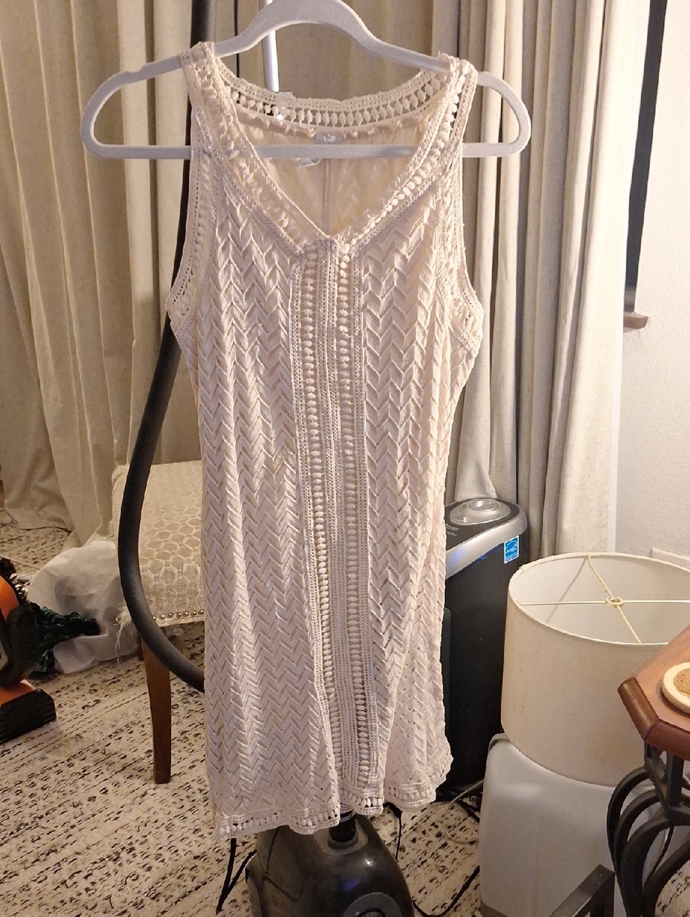 Lapis Cream Crochet Sleeveless Dress